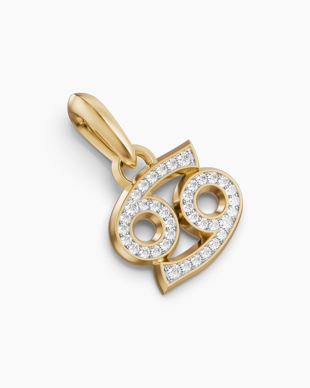 Mens Cancer Amulet in 18K Yellow Gold with Diamonds, 17mm