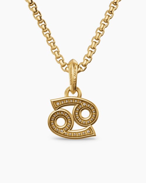 Mens Cancer Amulet in 18K Yellow Gold with Diamonds, 17mm