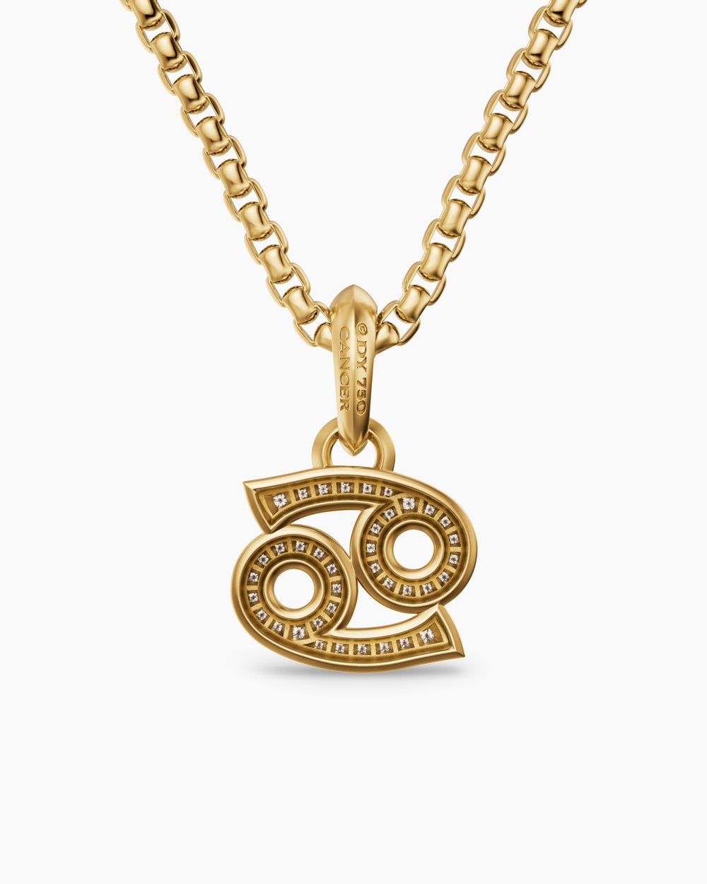 Mens Cancer Amulet in 18K Yellow Gold with Diamonds, 17mm