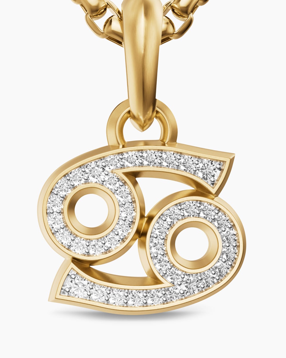 Mens Cancer Amulet in 18K Yellow Gold with Diamonds, 17mm