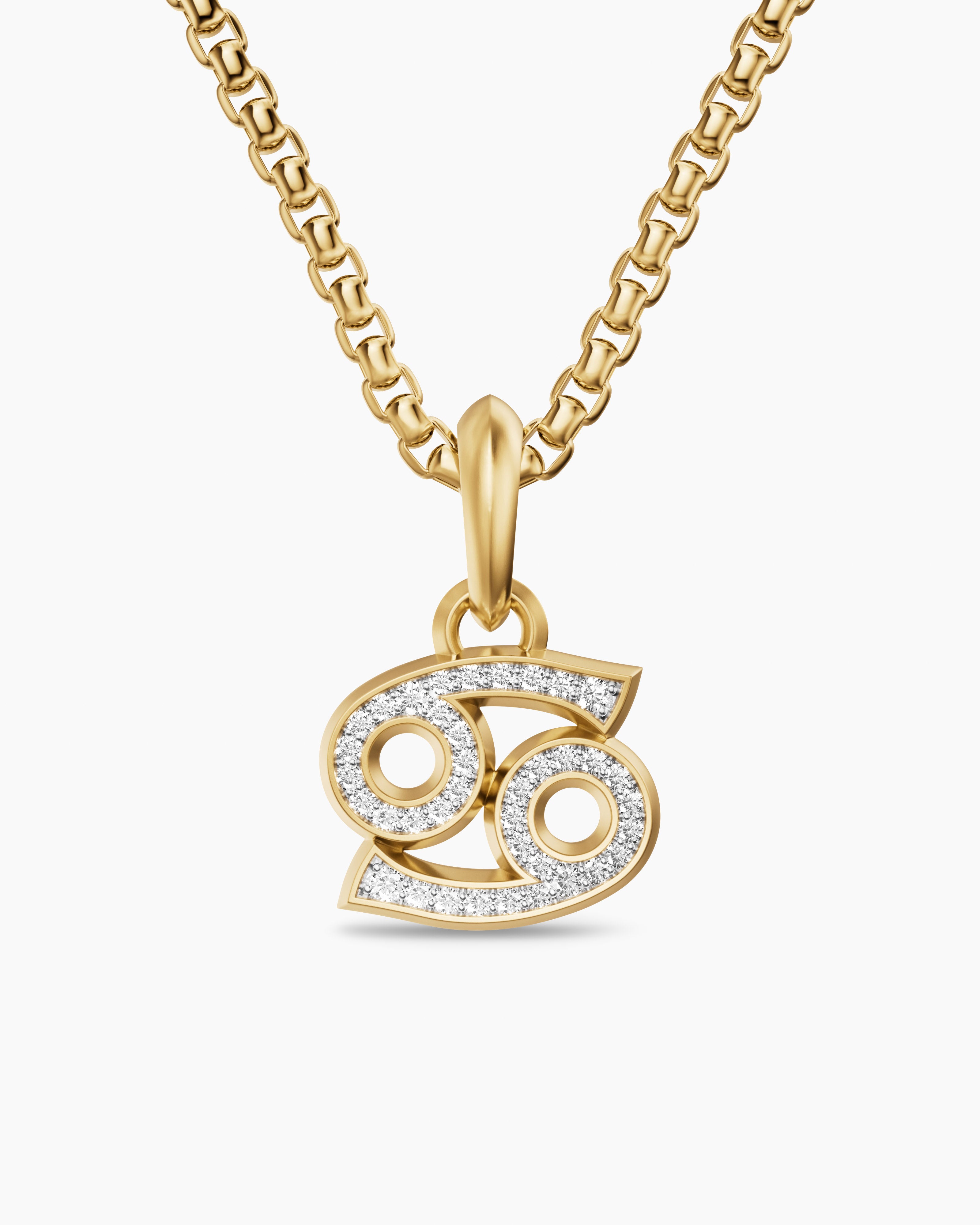Mens Cancer Amulet in 18ct Yellow Gold with Diamonds, 17mm
