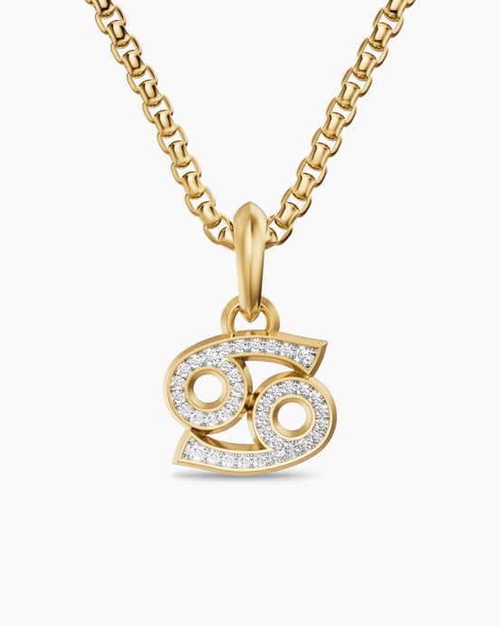 Cancer Amulet in 18K Yellow Gold with Diamonds, 17mm