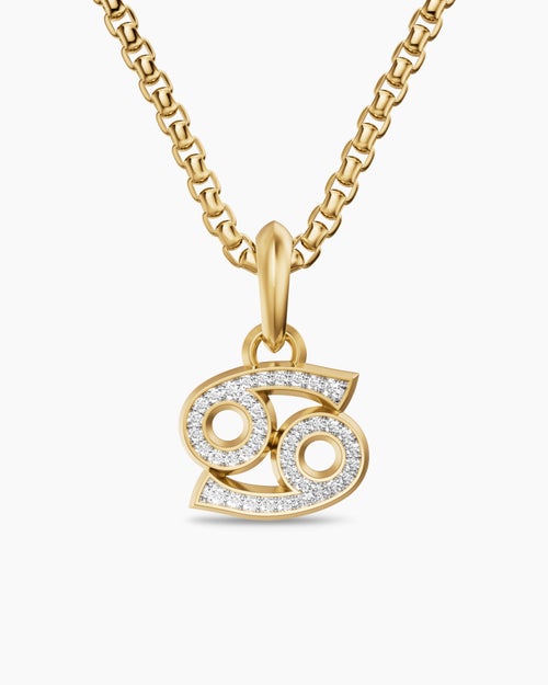 Mens Cancer Amulet in 18K Yellow Gold with Diamonds, 17mm