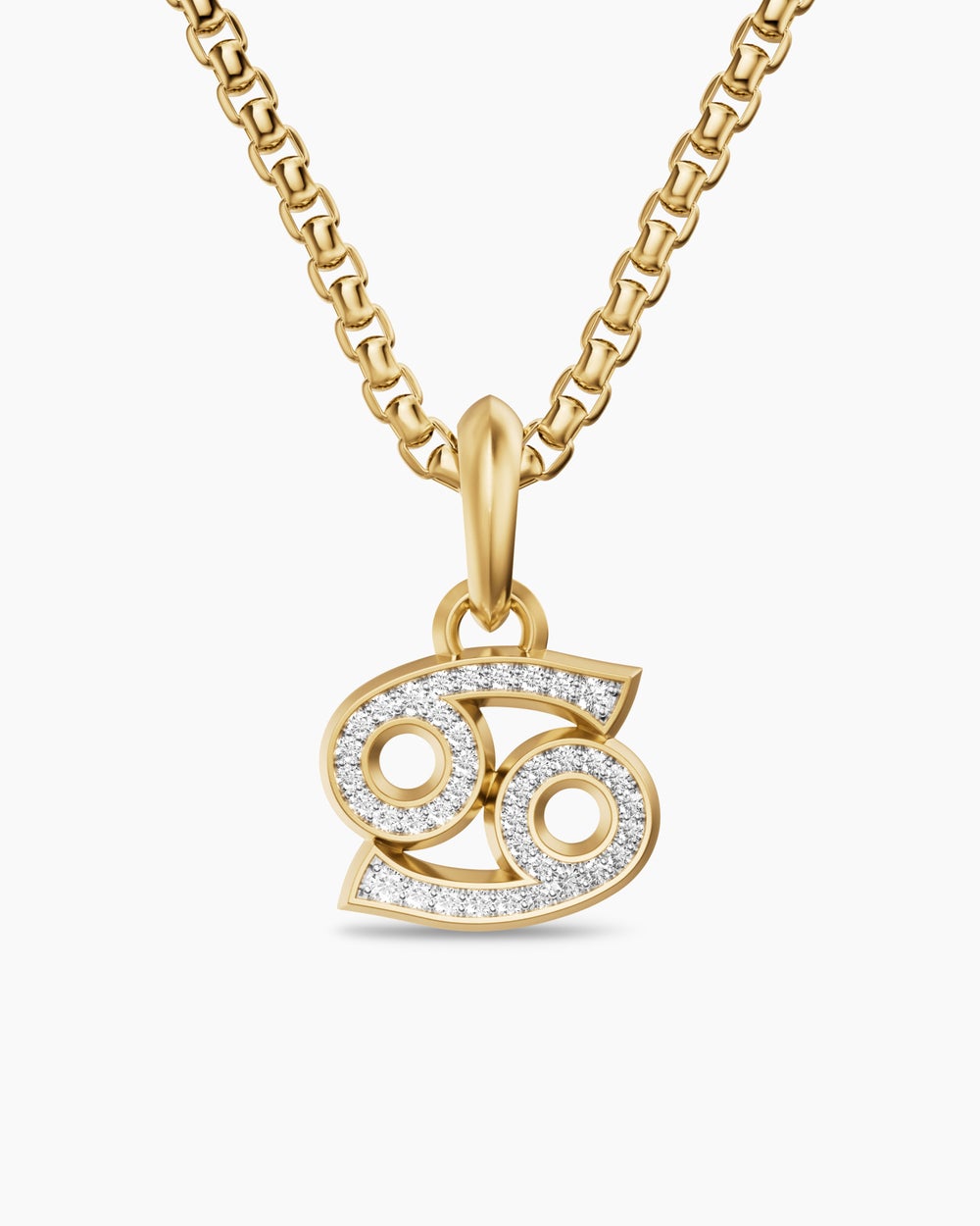 Mens Cancer Amulet in 18K Yellow Gold with Diamonds, 17mm