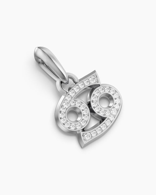 Mens Cancer Amulet in Sterling Silver with Diamonds, 17mm