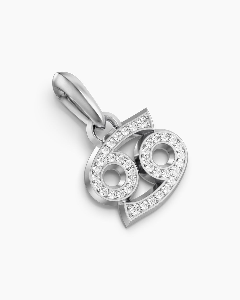 Mens Cancer Amulet in Sterling Silver with Diamonds, 17mm