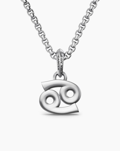 Mens Cancer Amulet in Sterling Silver with Diamonds, 17mm