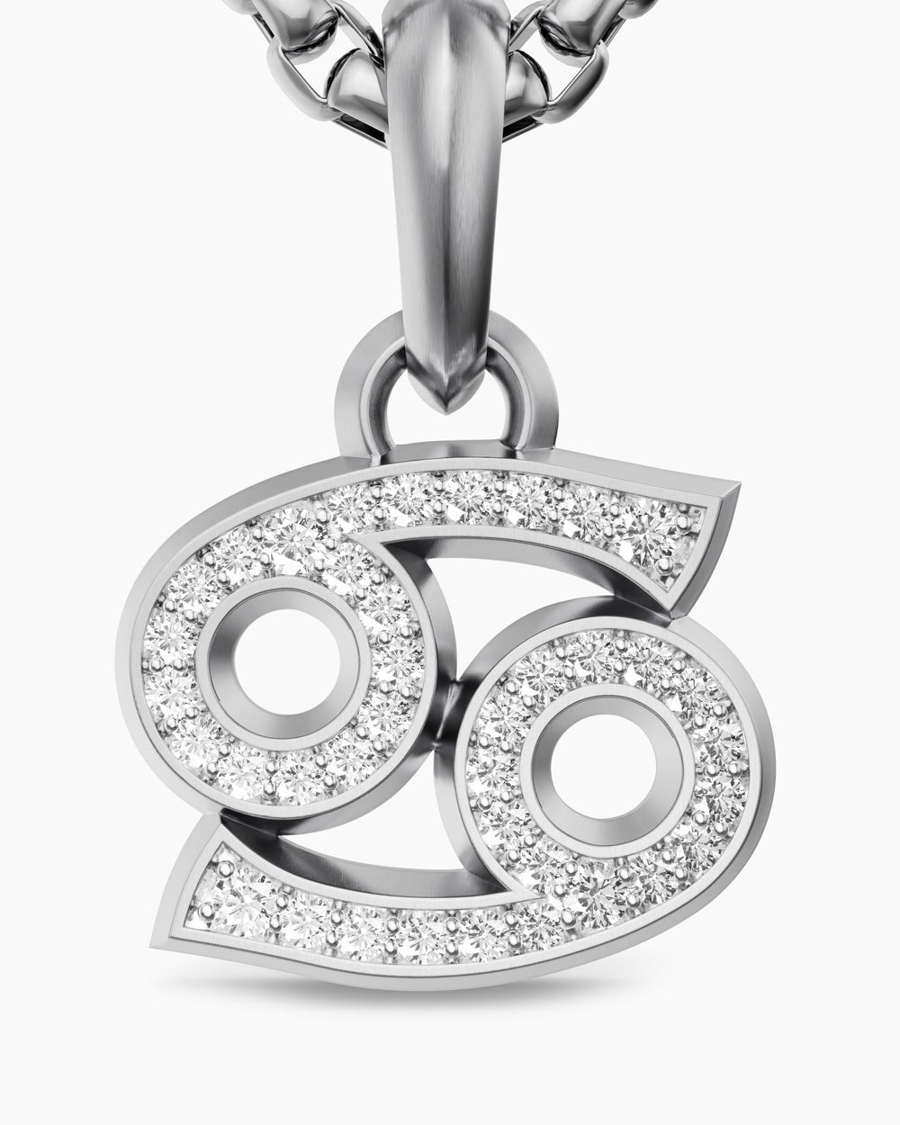 Mens Cancer Amulet in Sterling Silver with Diamonds, 17mm
