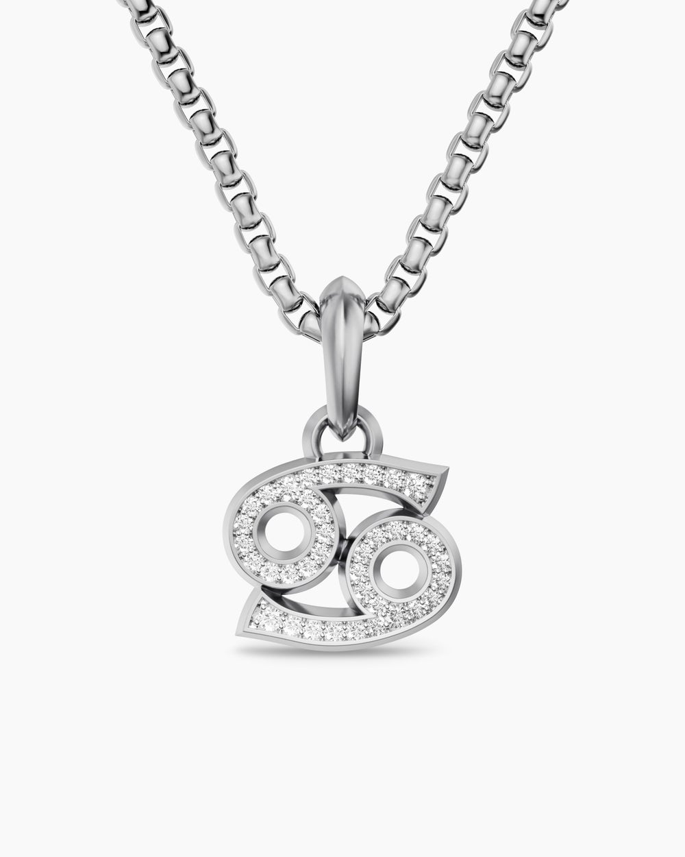 Mens Cancer Amulet in Sterling Silver with Diamonds, 17mm