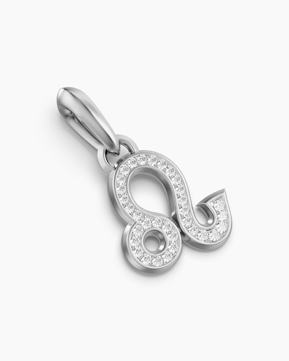 Mens Leo Amulet in Sterling Silver with Diamonds, 20mm