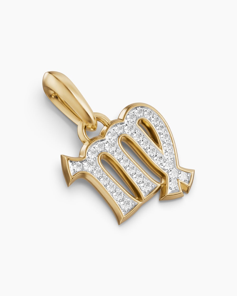 Mens Virgo Amulet in 18K Yellow Gold with Diamonds, 16mm