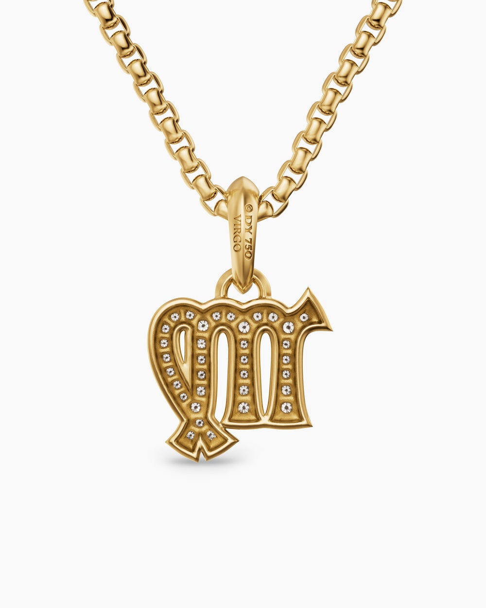 Mens Virgo Amulet in 18K Yellow Gold with Diamonds, 16mm