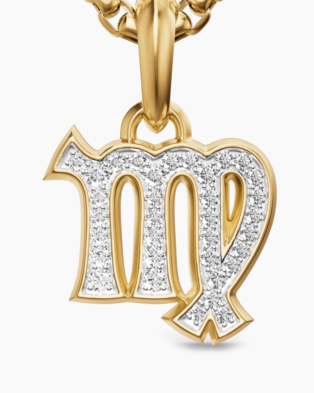 Mens Virgo Amulet in 18K Yellow Gold with Diamonds, 16mm