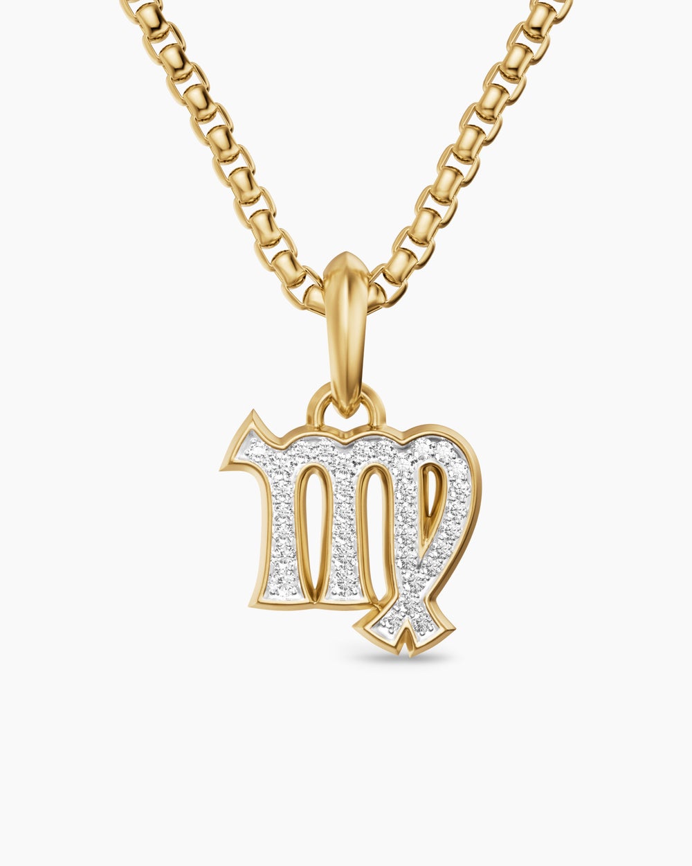 Mens Virgo Amulet in 18K Yellow Gold with Diamonds, 16mm
