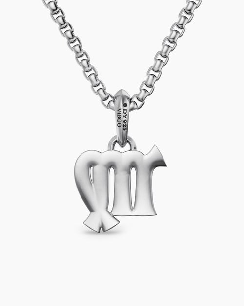 Mens Virgo Amulet in Sterling Silver with Diamonds, 16mm
