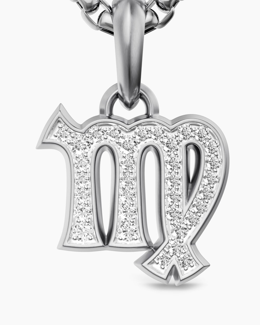 Mens Virgo Amulet in Sterling Silver with Diamonds, 16mm