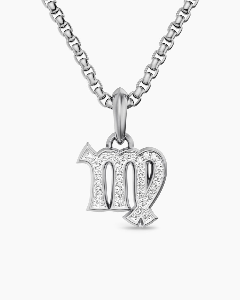 Mens Virgo Amulet in Sterling Silver with Diamonds, 16mm