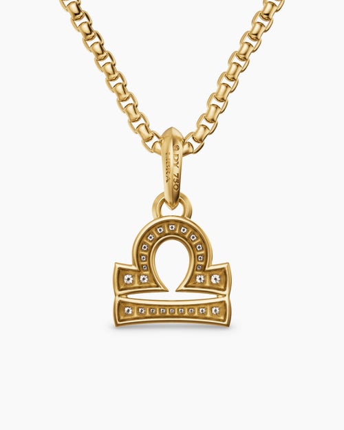 Amulette Balance en or jaune 18 carats avec diamants, 18,4 mm hommes
