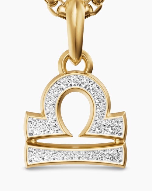 Amulette Balance en or jaune 18 carats avec diamants, 18,4 mm hommes