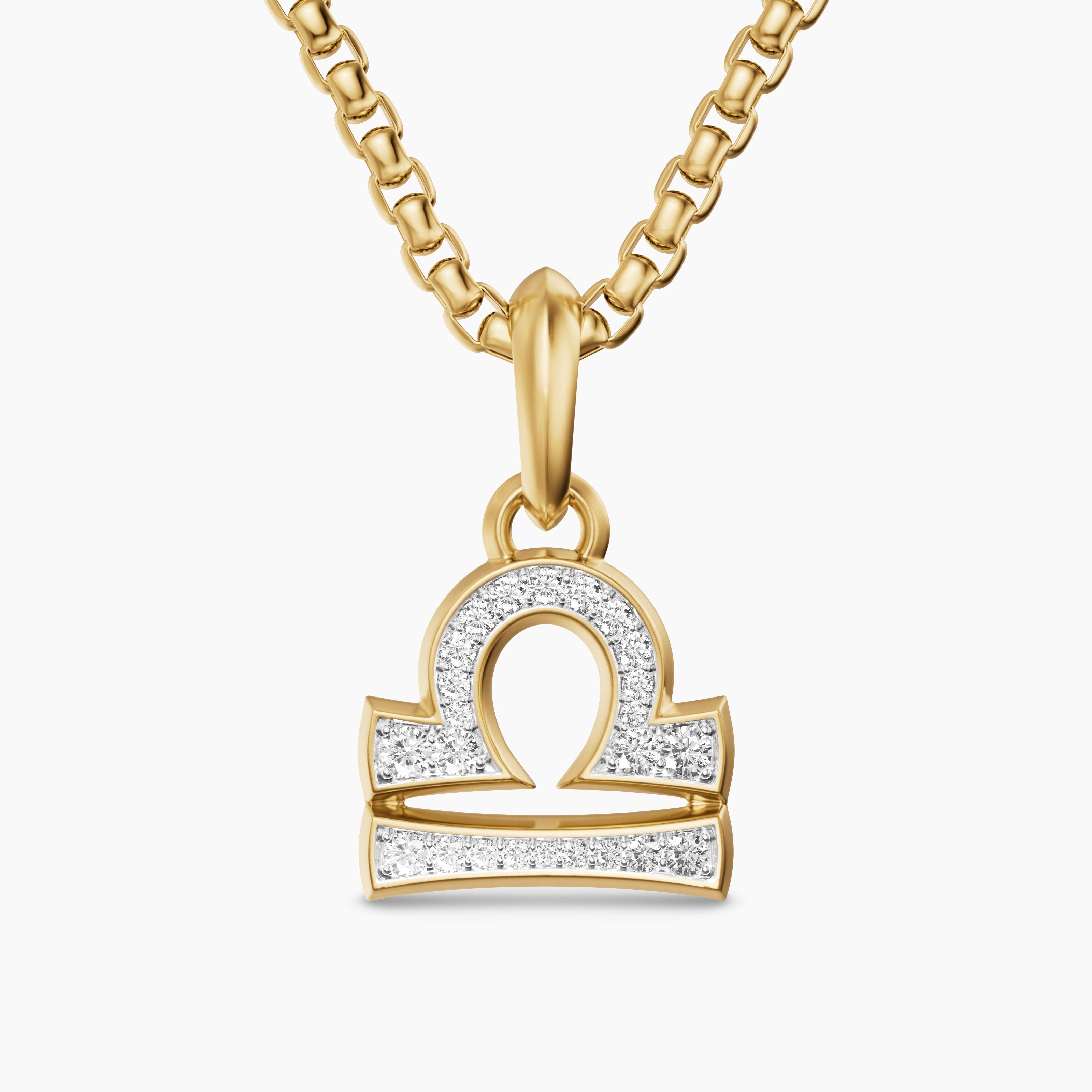 Amulette Balance en or jaune 18 carats avec diamants, 18,4 mm hommes 