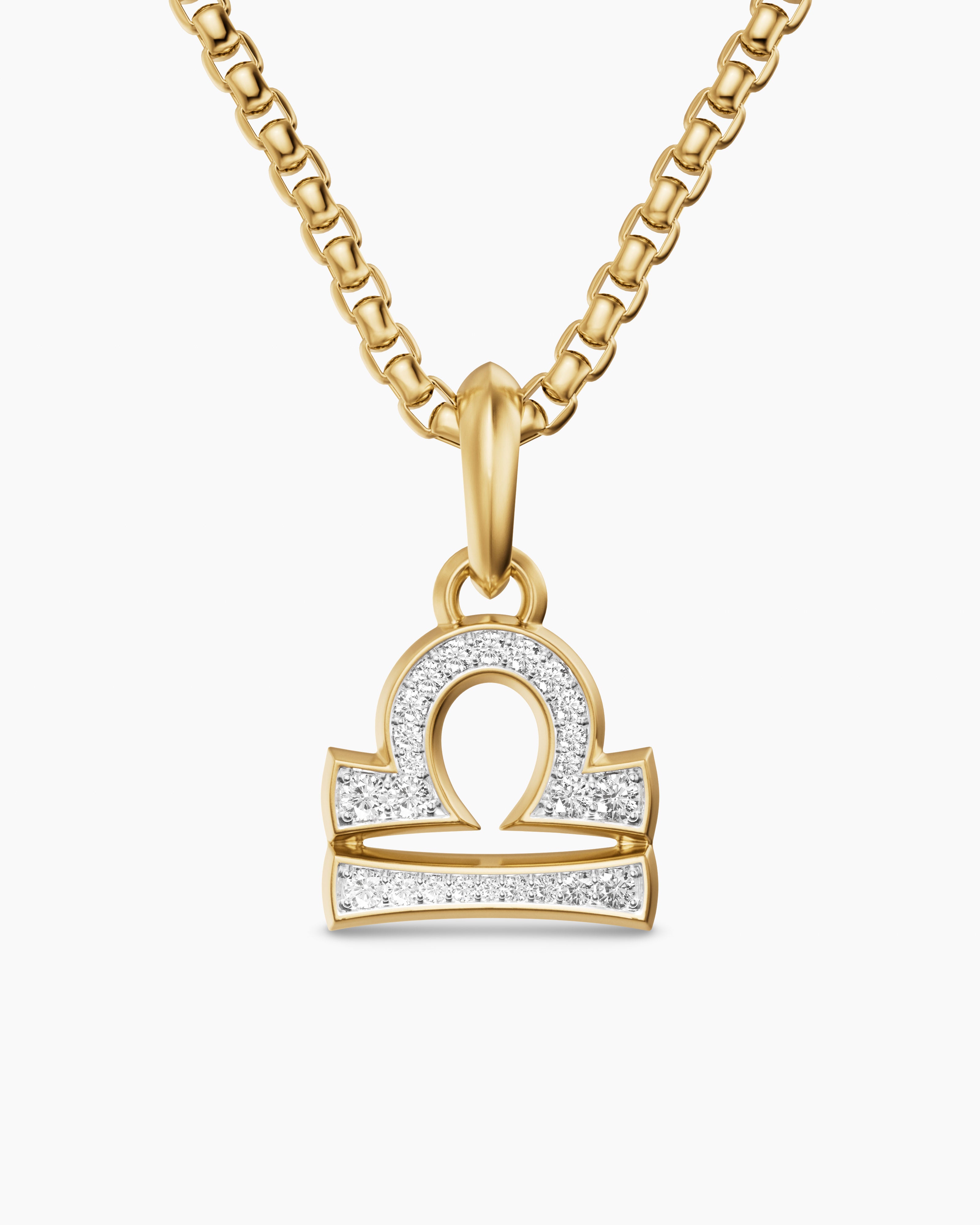 Amulette Balance en or jaune 18 carats avec diamants, 18,4 mm homme 