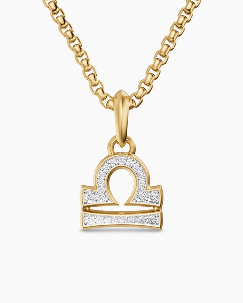 Amulette Balance en or jaune 18 carats avec diamants, 18,4 mm hommes