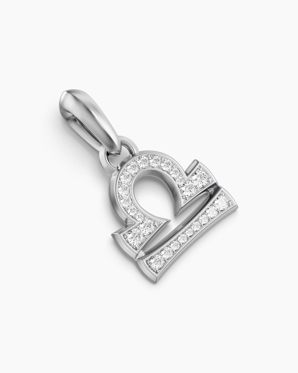 Mens Libra Amulet in Sterling Silver with Diamonds, 18.4mm