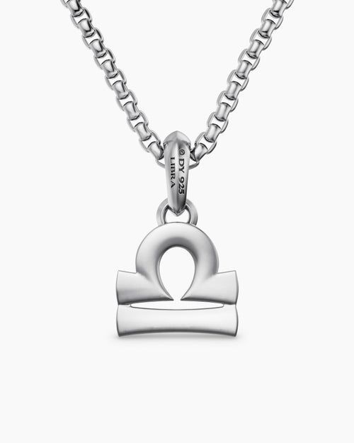 Mens Libra Amulet in Sterling Silver with Diamonds, 18.4mm