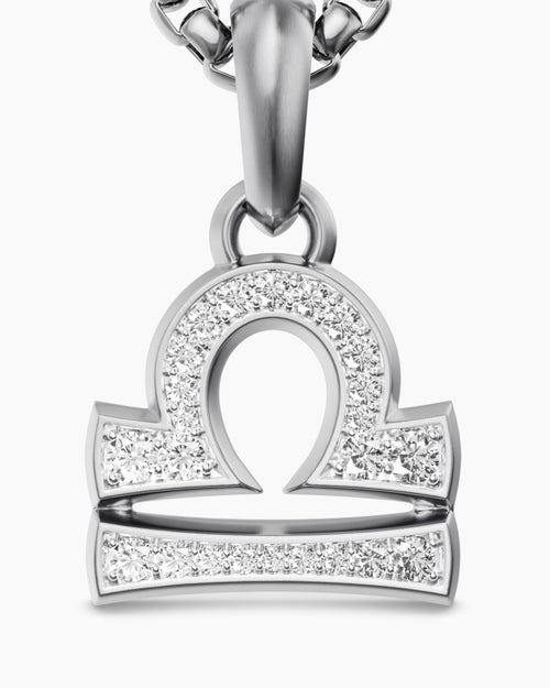 Mens Libra Amulet in Sterling Silver with Diamonds, 18.4mm