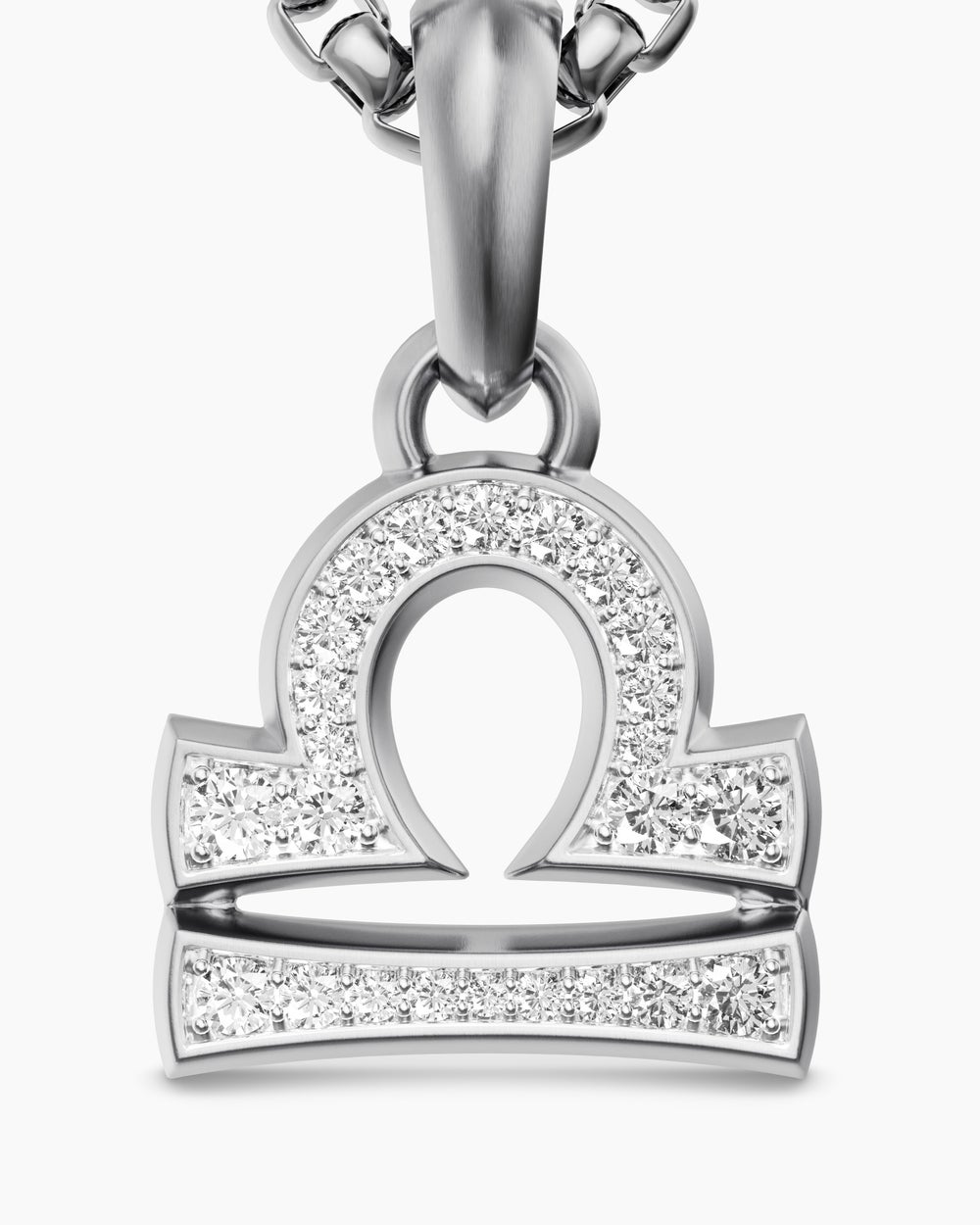 Mens Libra Amulet in Sterling Silver with Diamonds, 18.4mm