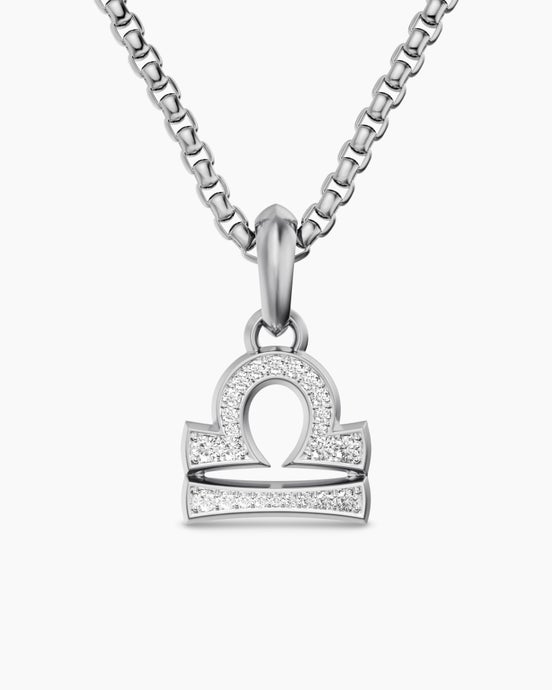 Libra Amulet in Sterling Silver with Diamonds, 18.4mm