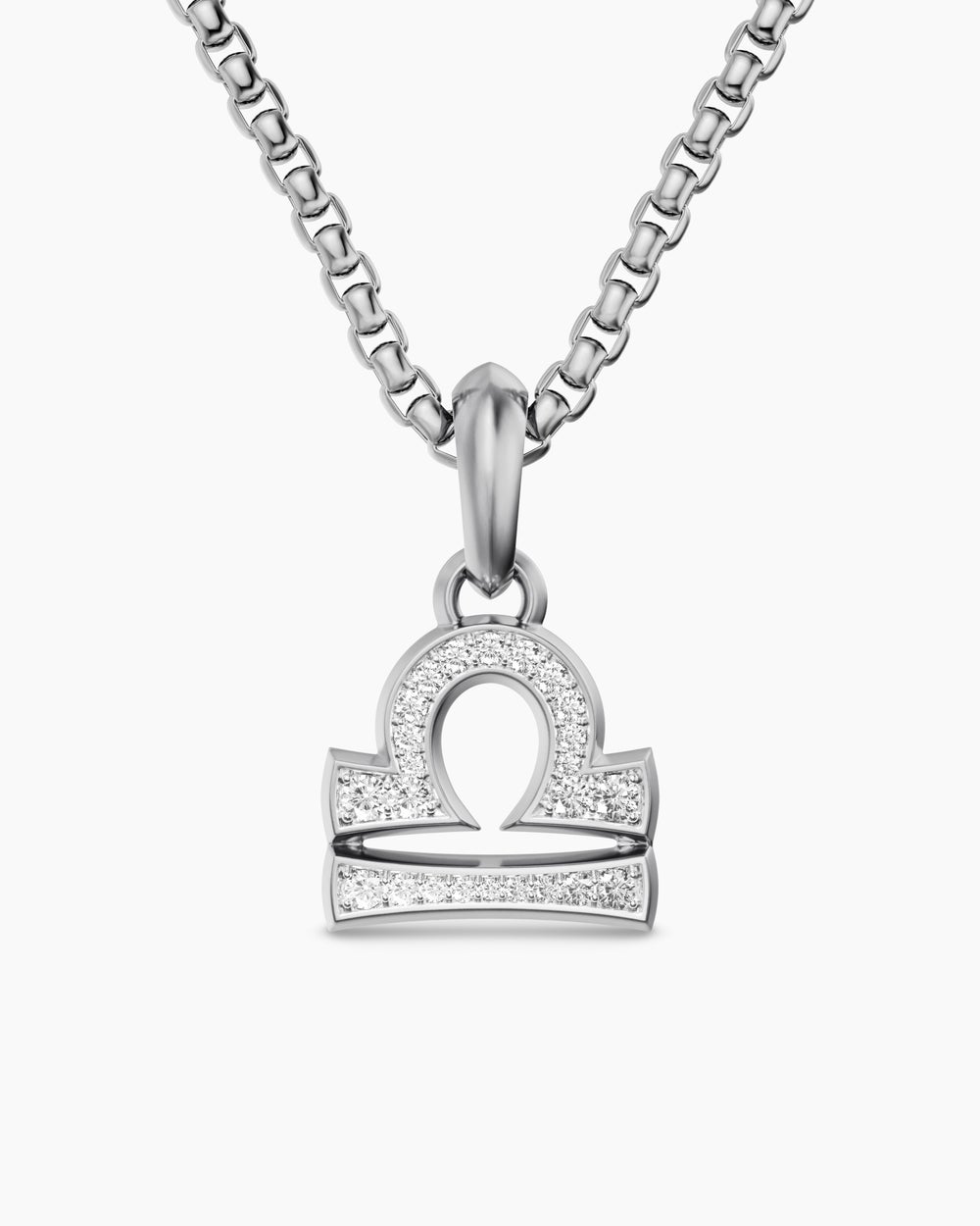 Mens Libra Amulet in Sterling Silver with Diamonds, 18.4mm
