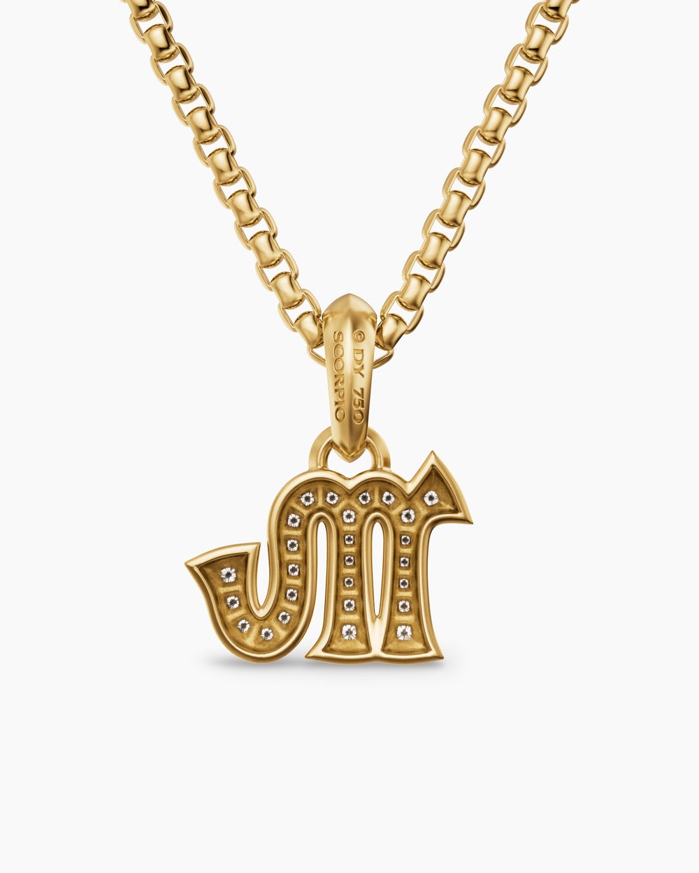 Mens Scorpio Amulet in 18K Yellow Gold with Diamonds, 16mm