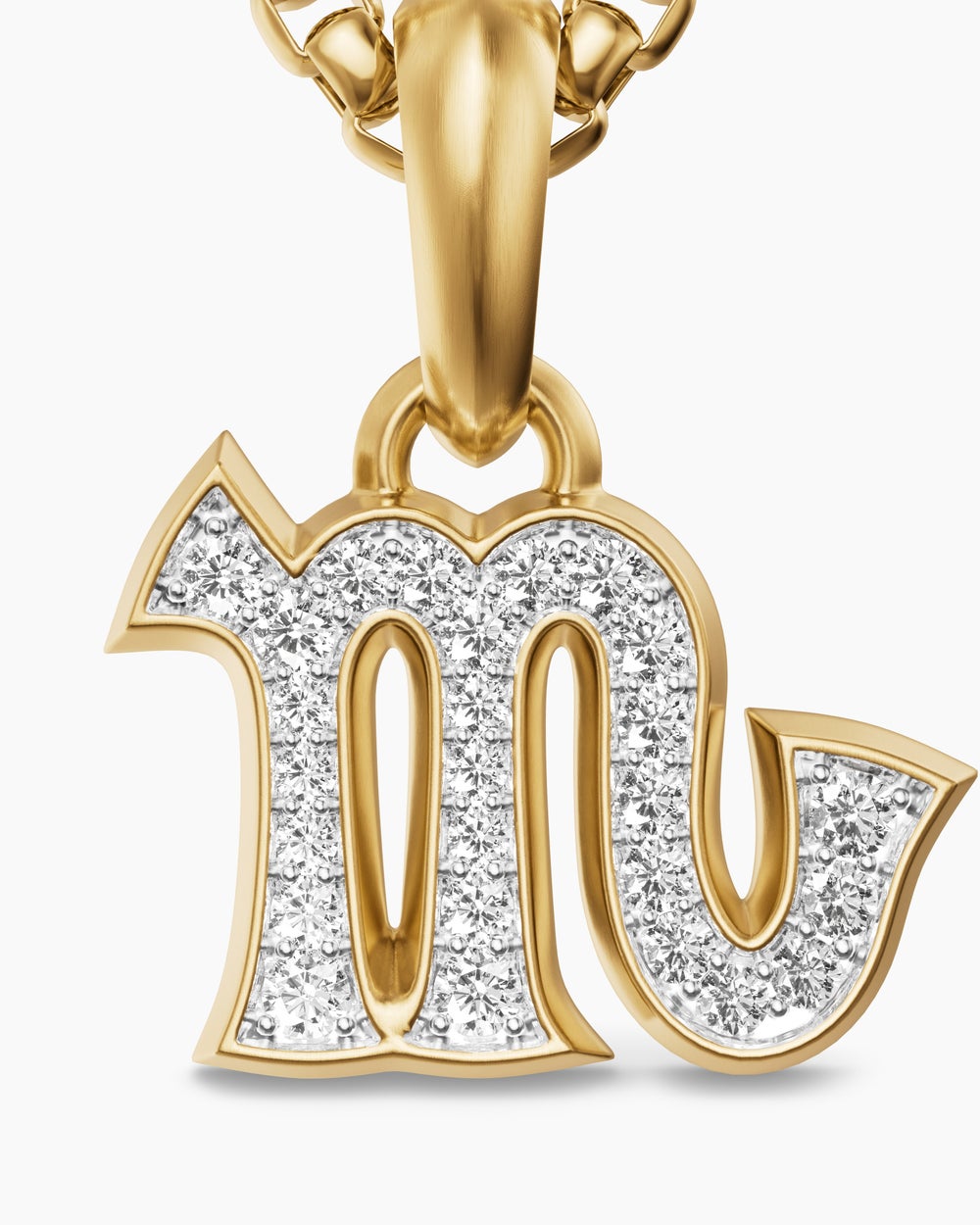 Mens Scorpio Amulet in 18K Yellow Gold with Diamonds, 16mm