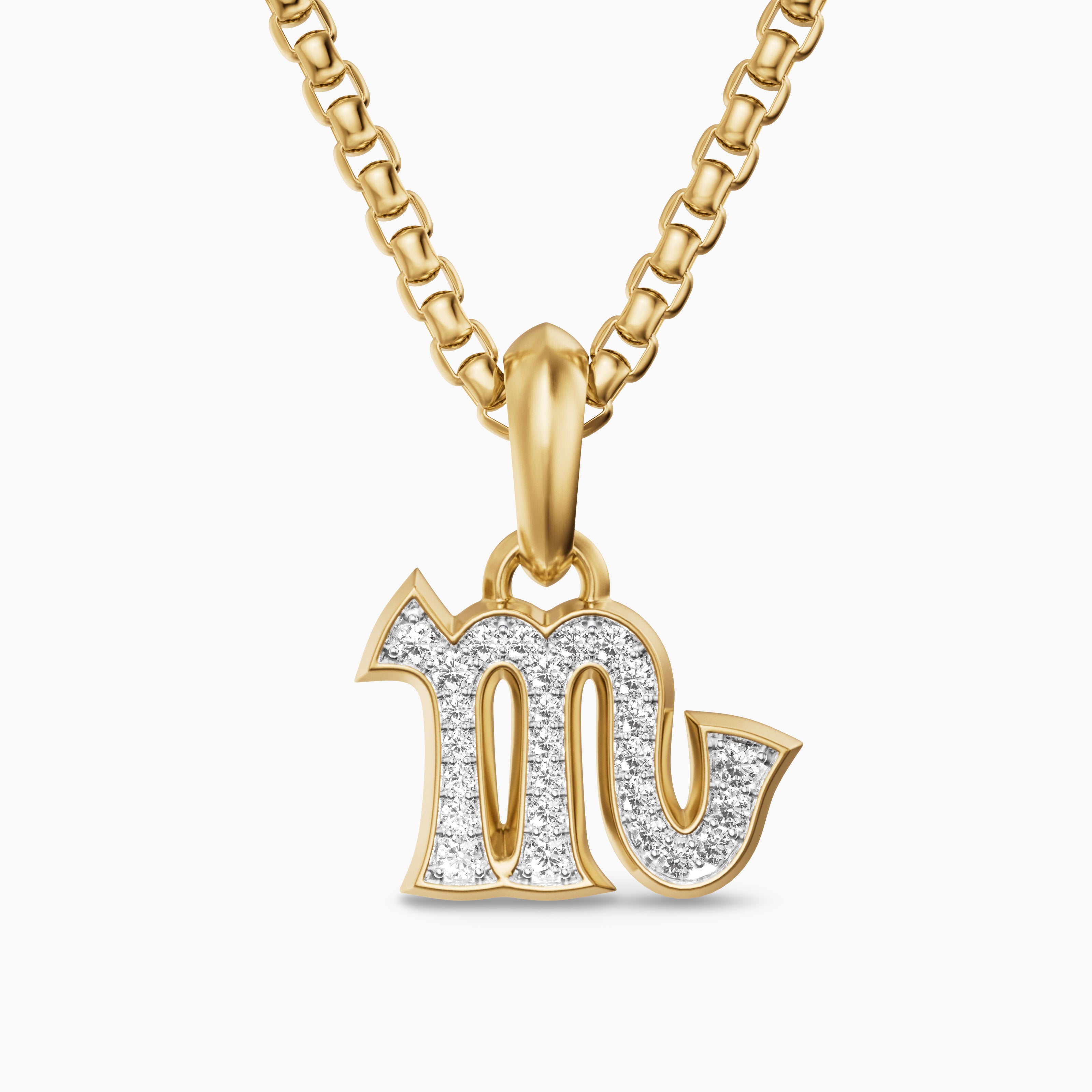 Mens Scorpio Amulet in 18K Yellow Gold with Diamonds, 16mm