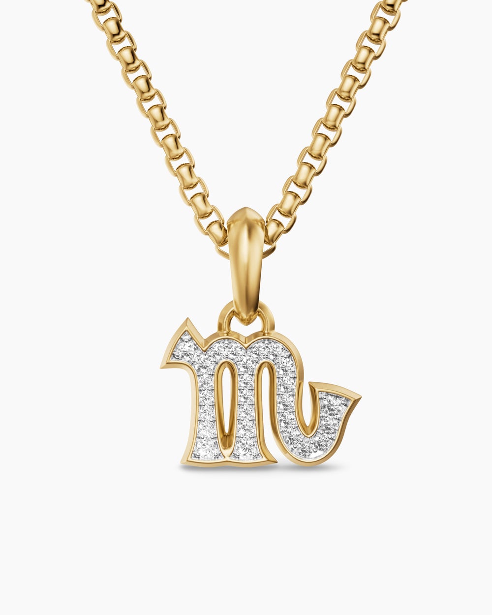 Mens Scorpio Amulet in 18K Yellow Gold with Diamonds, 16mm