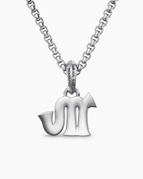 Mens Scorpio Amulet in Sterling Silver with Diamonds, 16mm