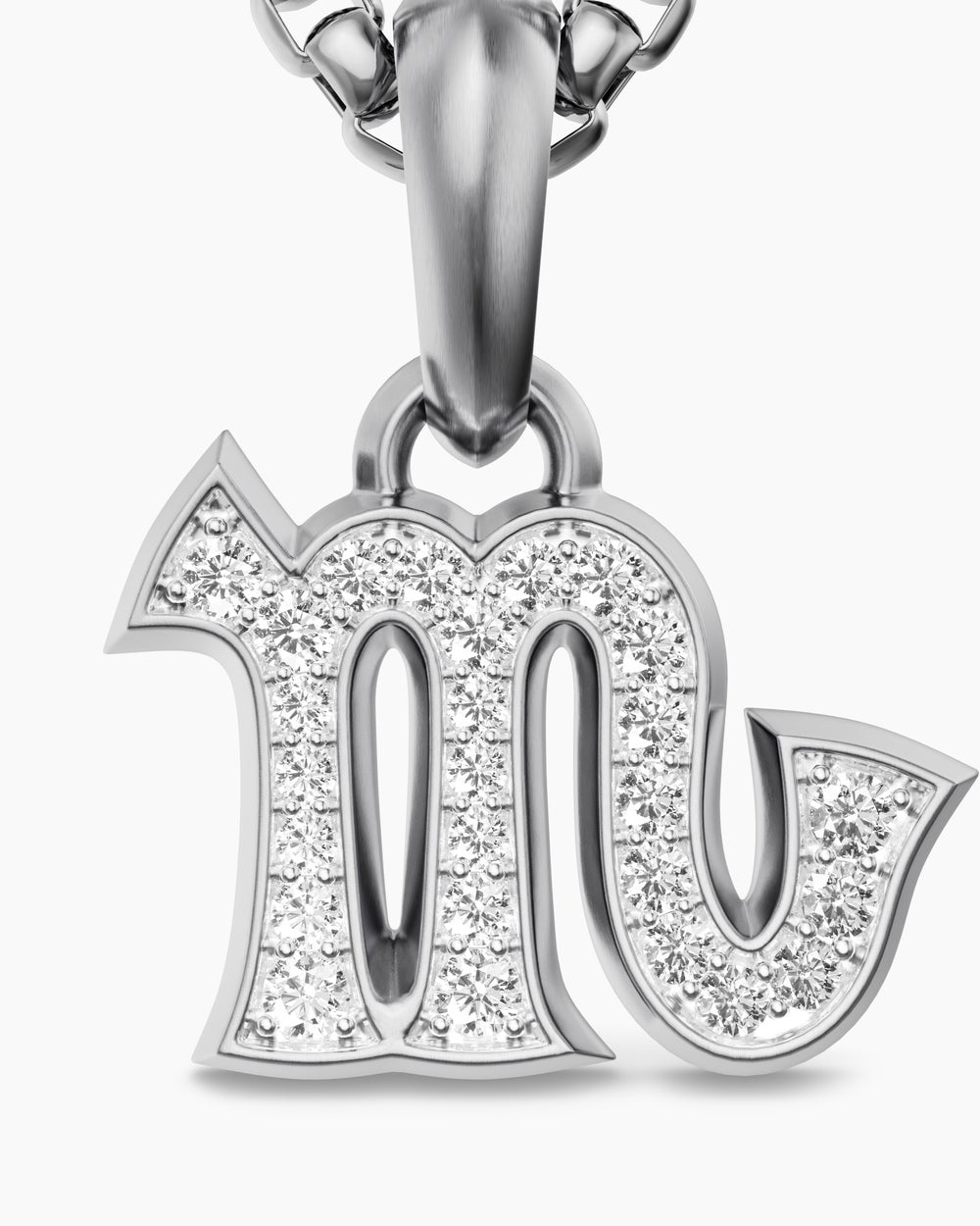 Mens Scorpio Amulet in Sterling Silver with Diamonds, 16mm
