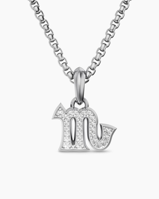 Scorpio Amulet in Sterling Silver with Diamonds, 16mm