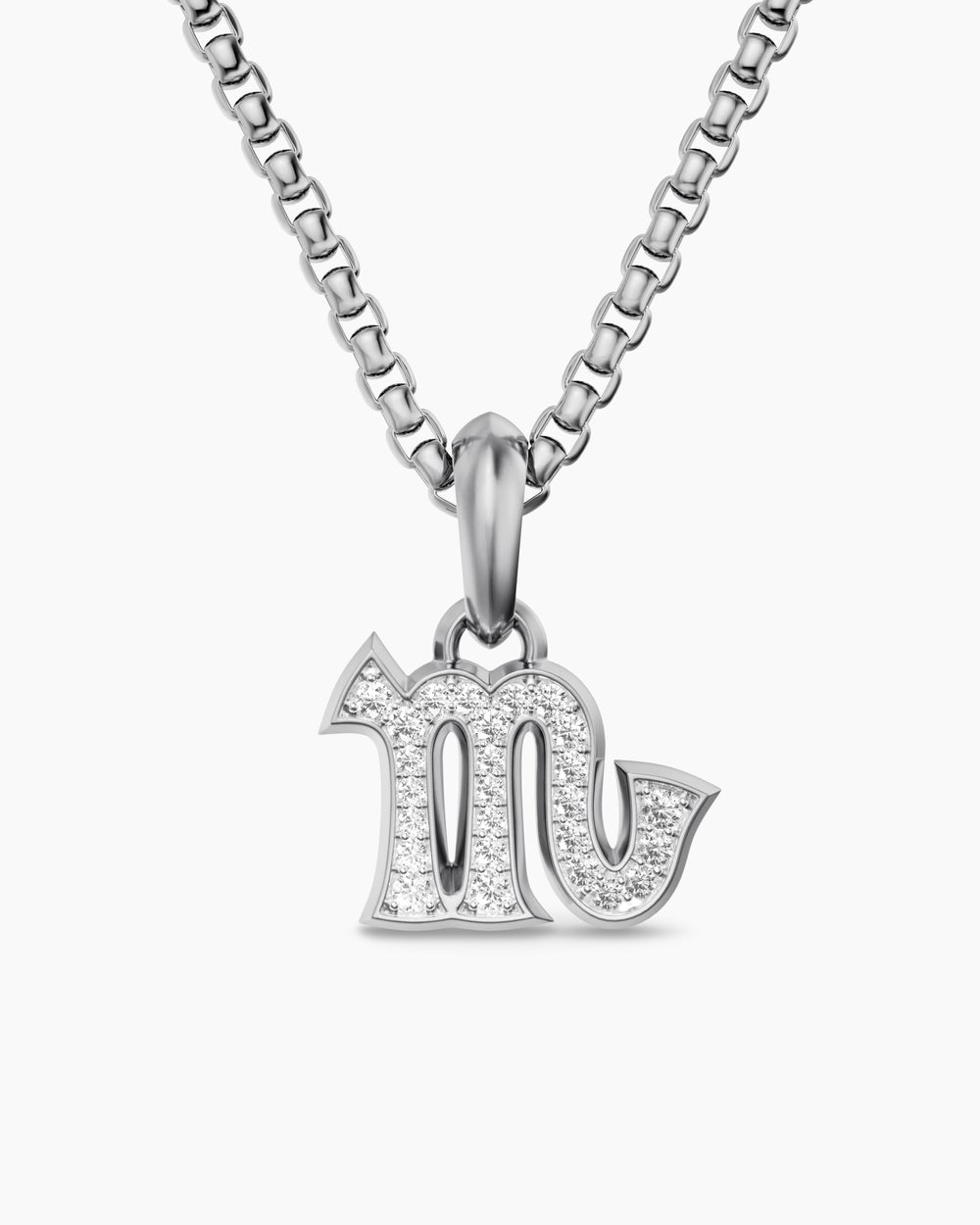 Mens Scorpio Amulet in Sterling Silver with Diamonds, 16mm