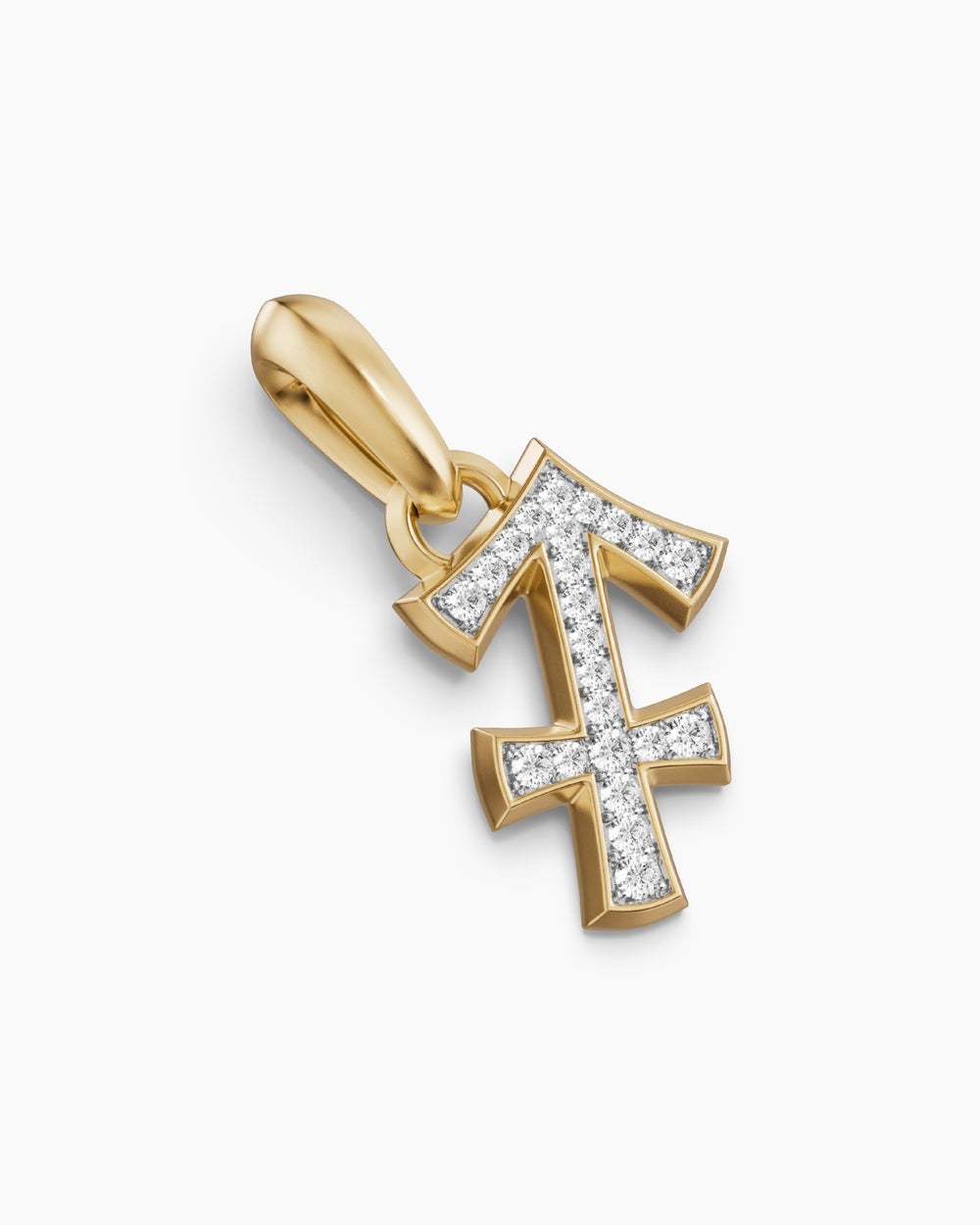 Mens Sagittarius Amulet in 18K Yellow Gold with Diamonds, 19.7mm