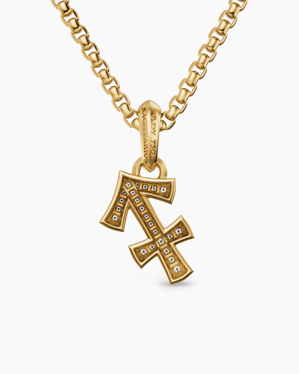 Mens Sagittarius Amulet in 18K Yellow Gold with Diamonds, 19.7mm