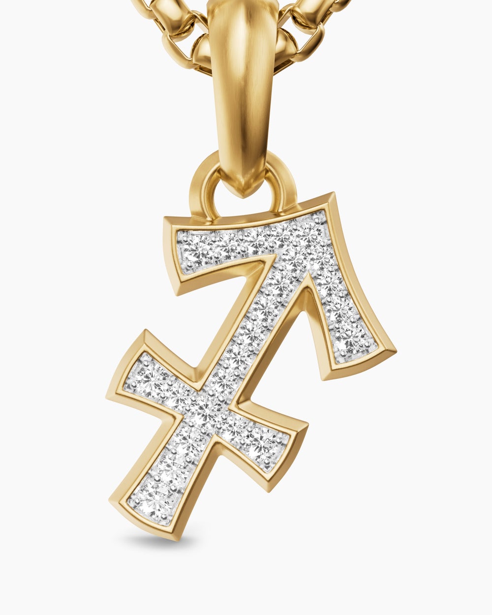 Mens Sagittarius Amulet in 18K Yellow Gold with Diamonds, 19.7mm