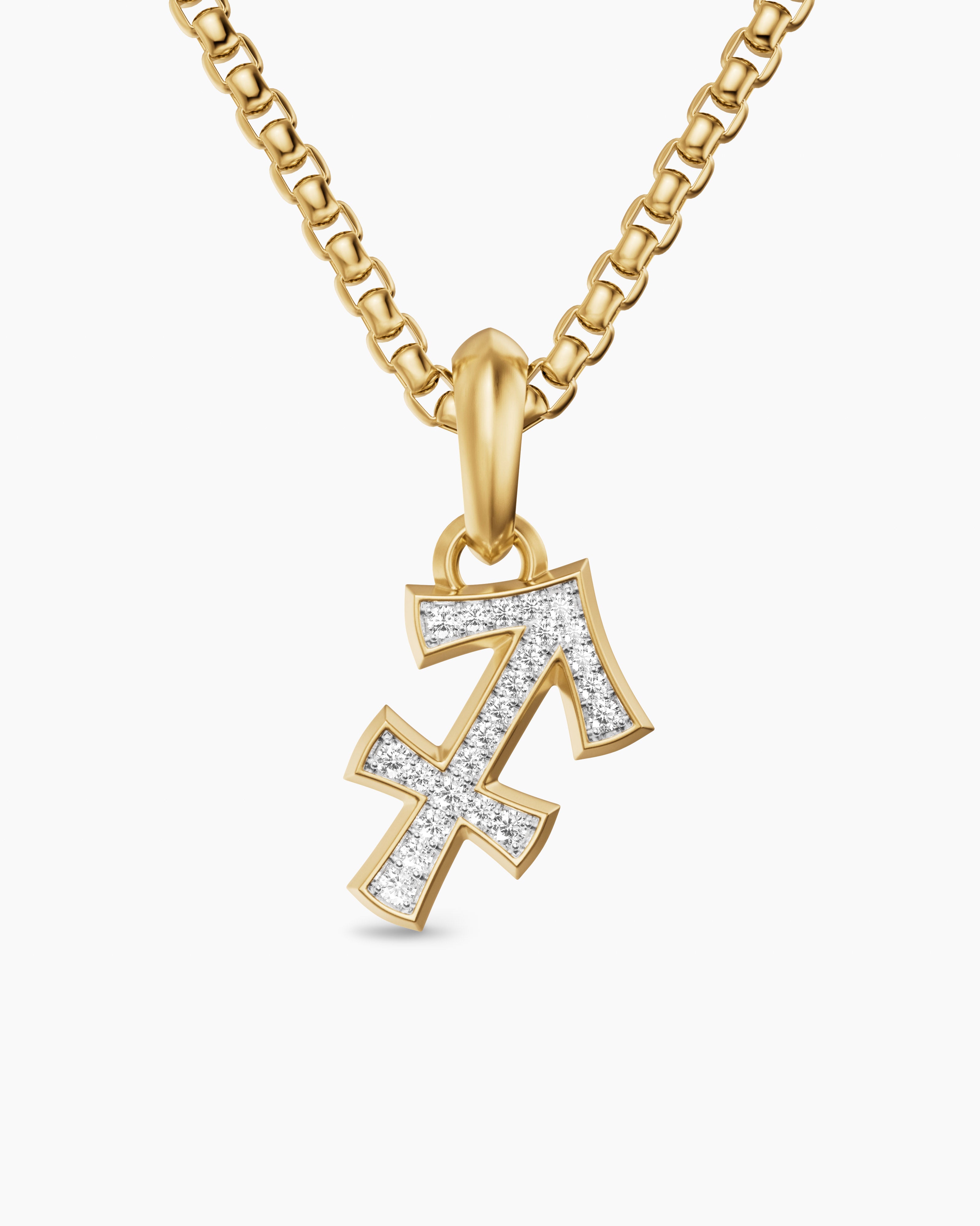 Amulette Sagittaire en or jaune 18 carats avec diamants, 19,7 mm homme 
