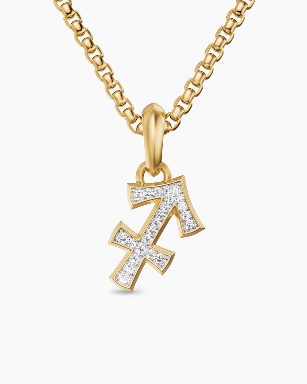 Mens Sagittarius Amulet in 18K Yellow Gold with Diamonds, 19.7mm