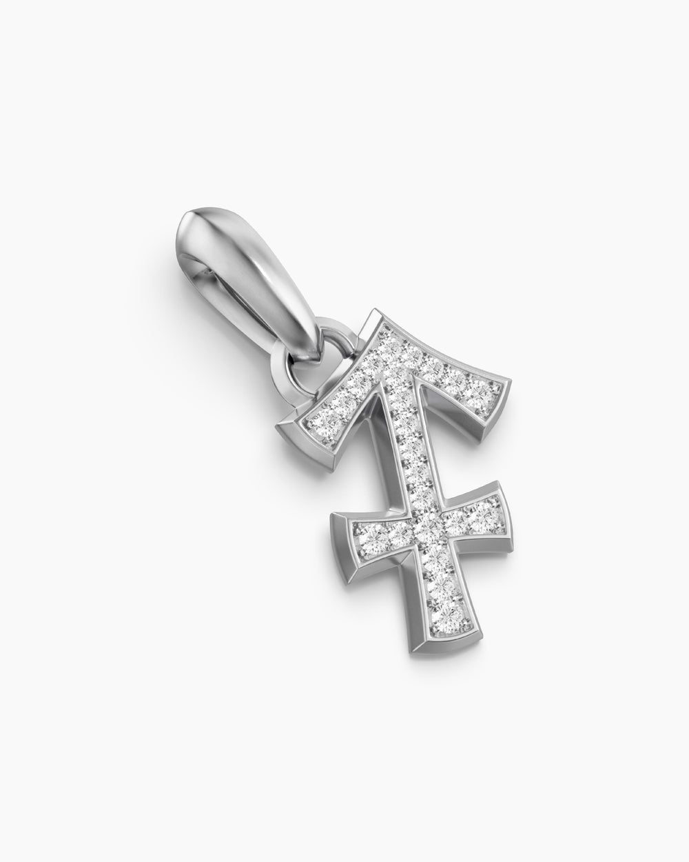 Mens Sagittarius Amulet in Sterling Silver with Diamonds, 19.7mm