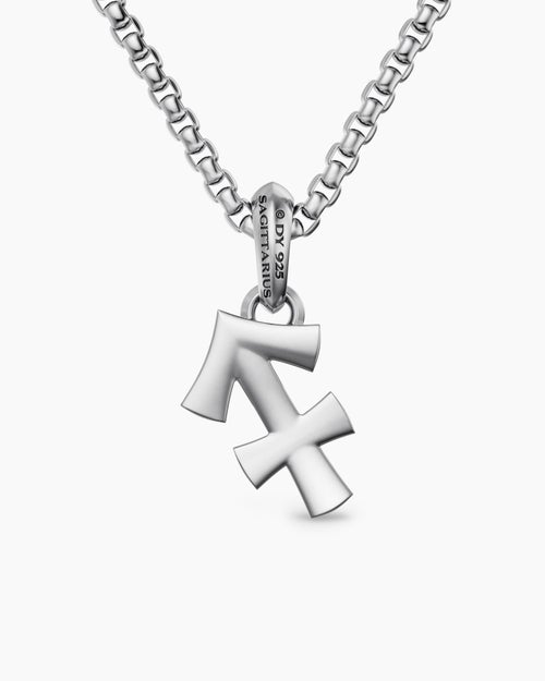 Mens Sagittarius Amulet in Sterling Silver with Diamonds, 19.7mm