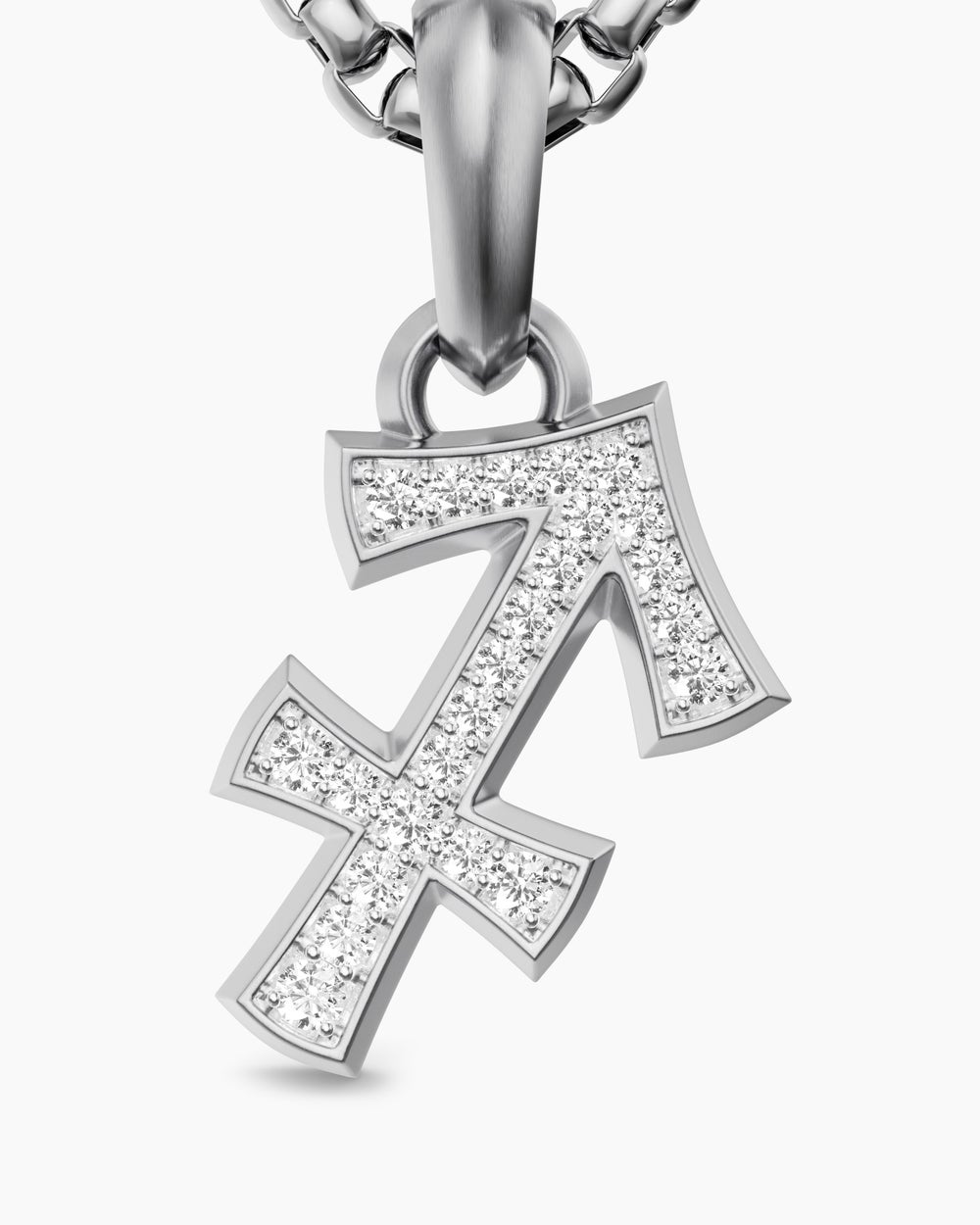 Mens Sagittarius Amulet in Sterling Silver with Diamonds, 19.7mm