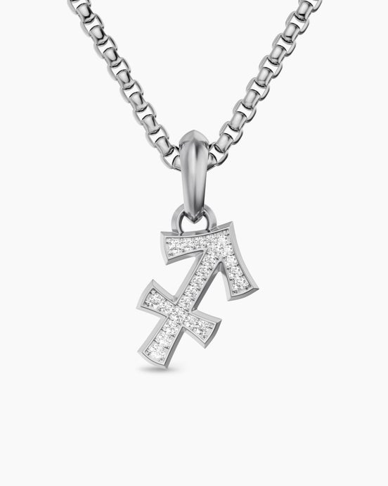 Sagittarius Amulet in Sterling Silver with Diamonds, 19.7mm