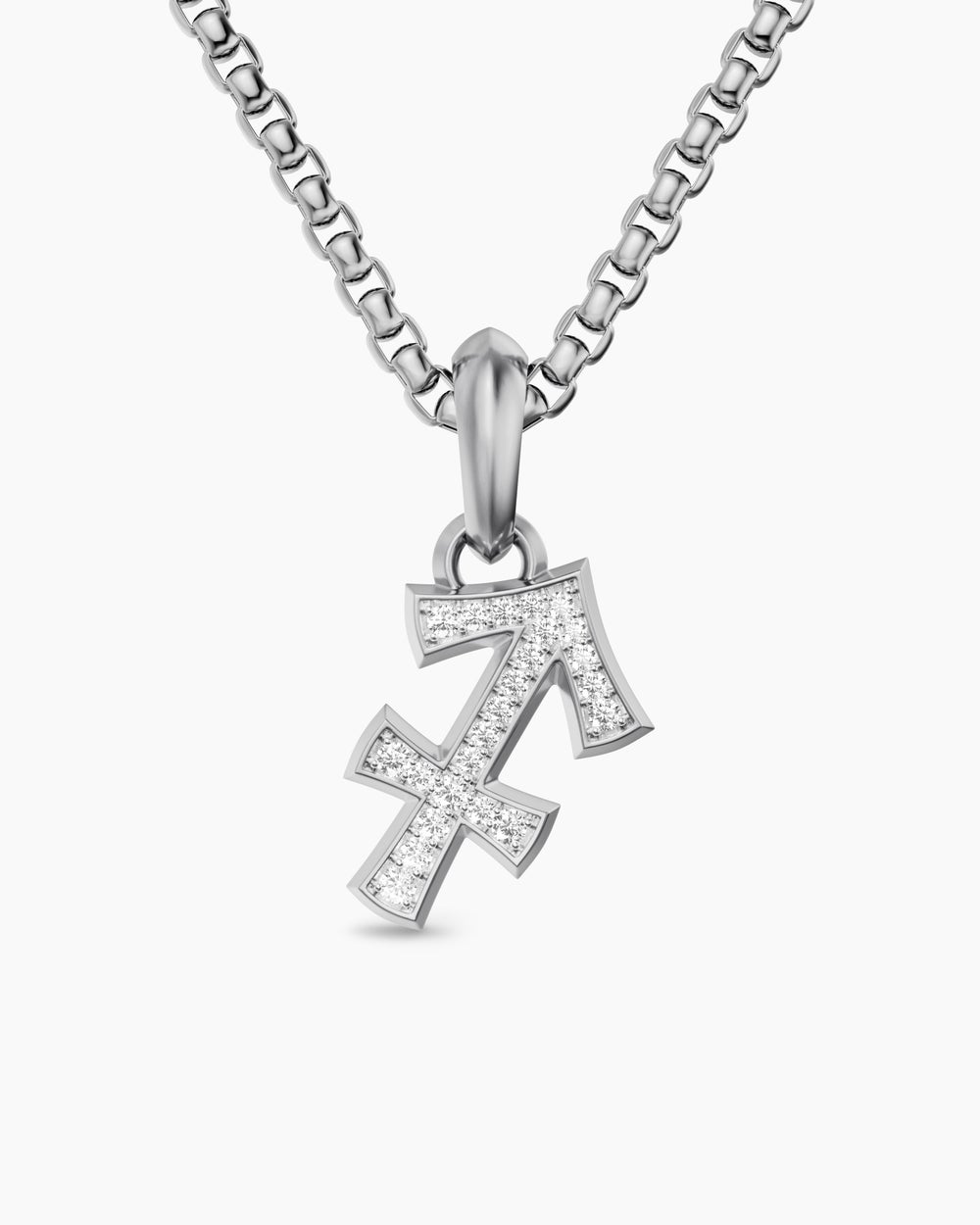 Mens Sagittarius Amulet in Sterling Silver with Diamonds, 19.7mm
